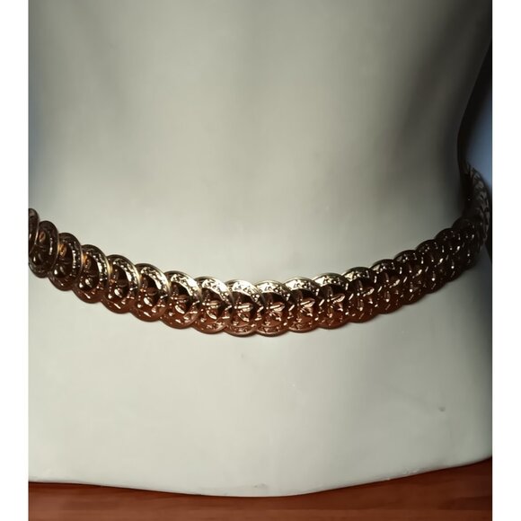Elastic Stretch Belt Gold Tone Coin Disc Cinch Waist Jewelry 26\